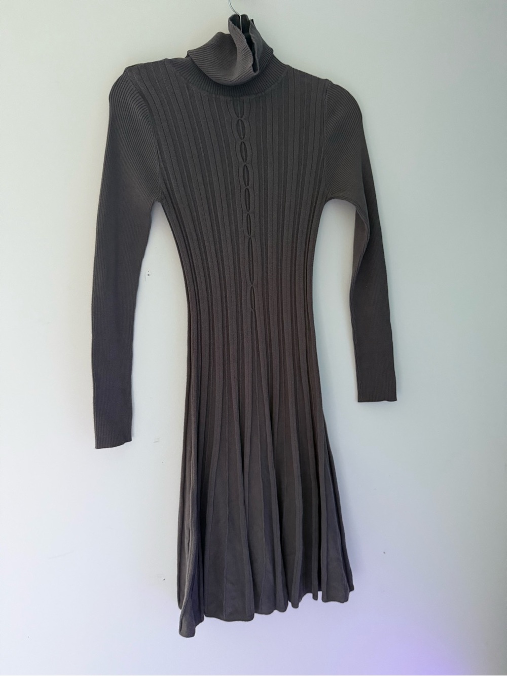 Long Sleeve Ribbed Turtleneck Dress